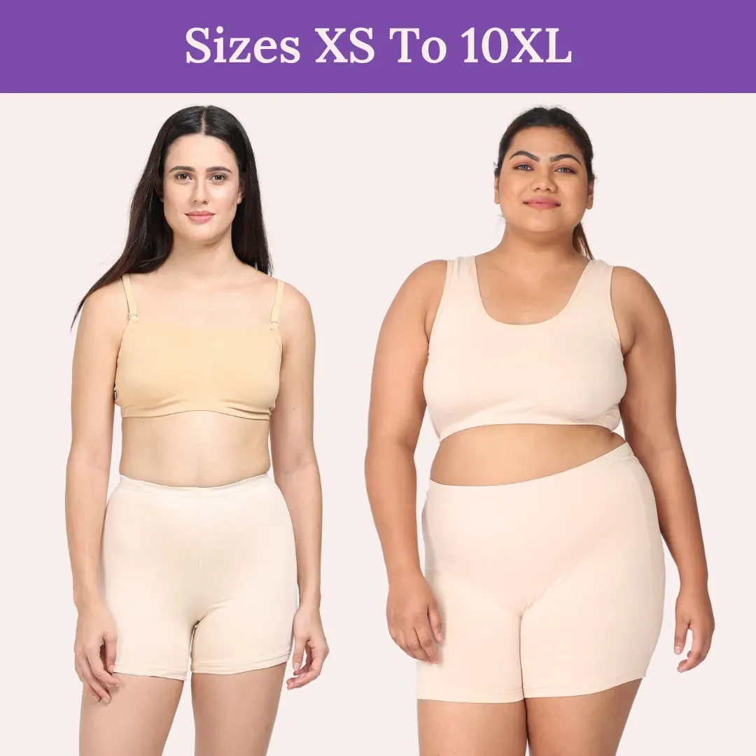Short Tights For Women | High Waist | Comfy Waistband | Full Coverage | Thigh Length | Chafe Free | 5 Pack