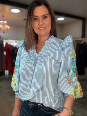Sky Blue Striped Top