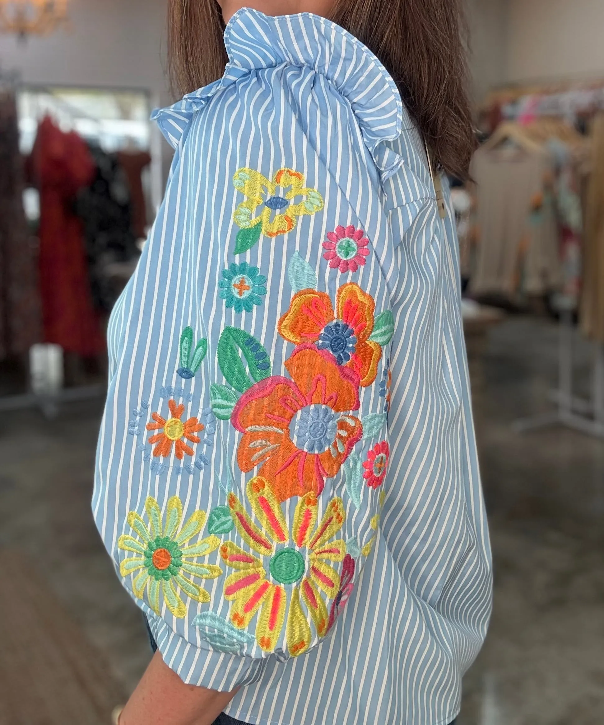 Sky Blue Striped Top