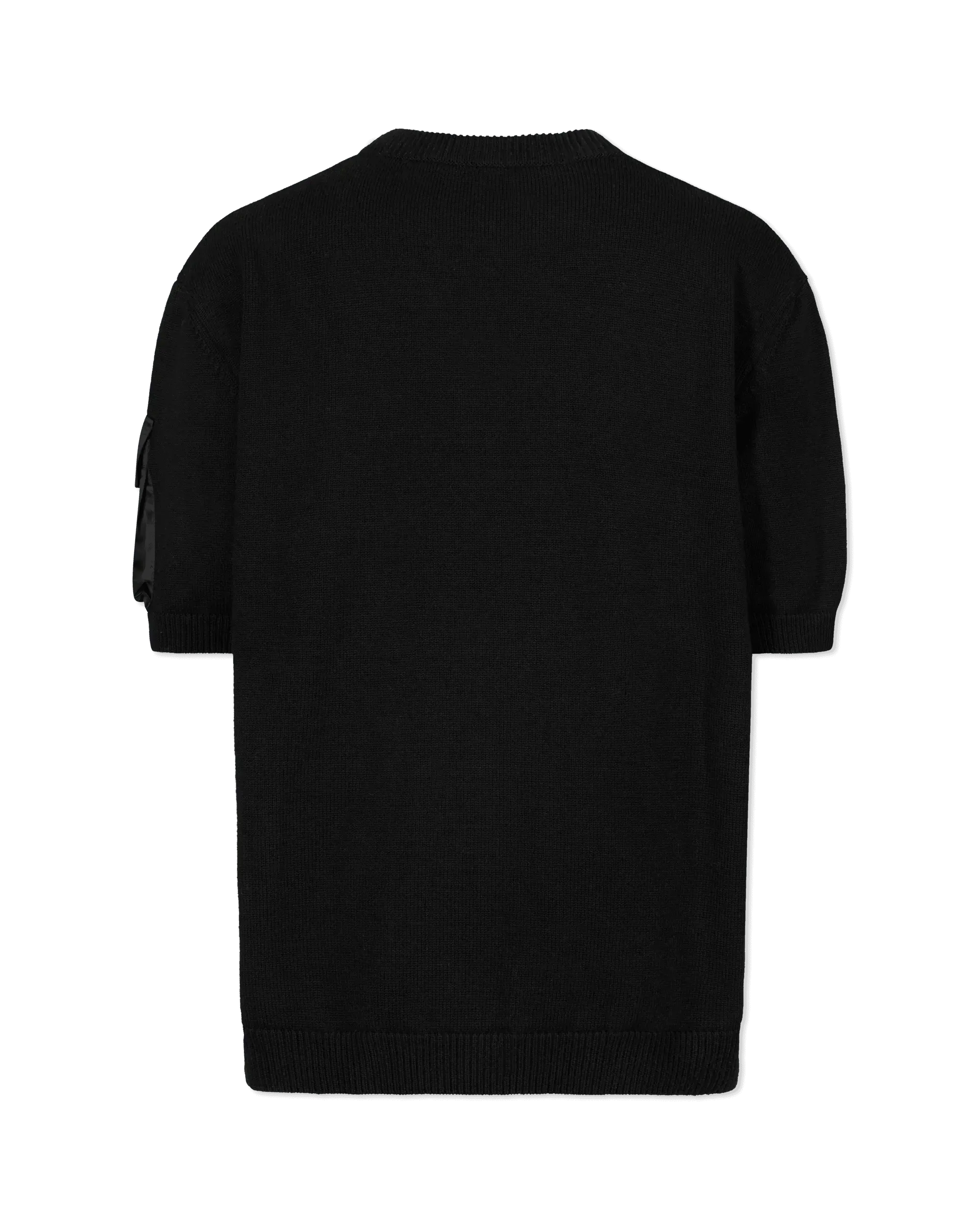 Sleeve Pocket Details Wool Short Sleeve Sweater