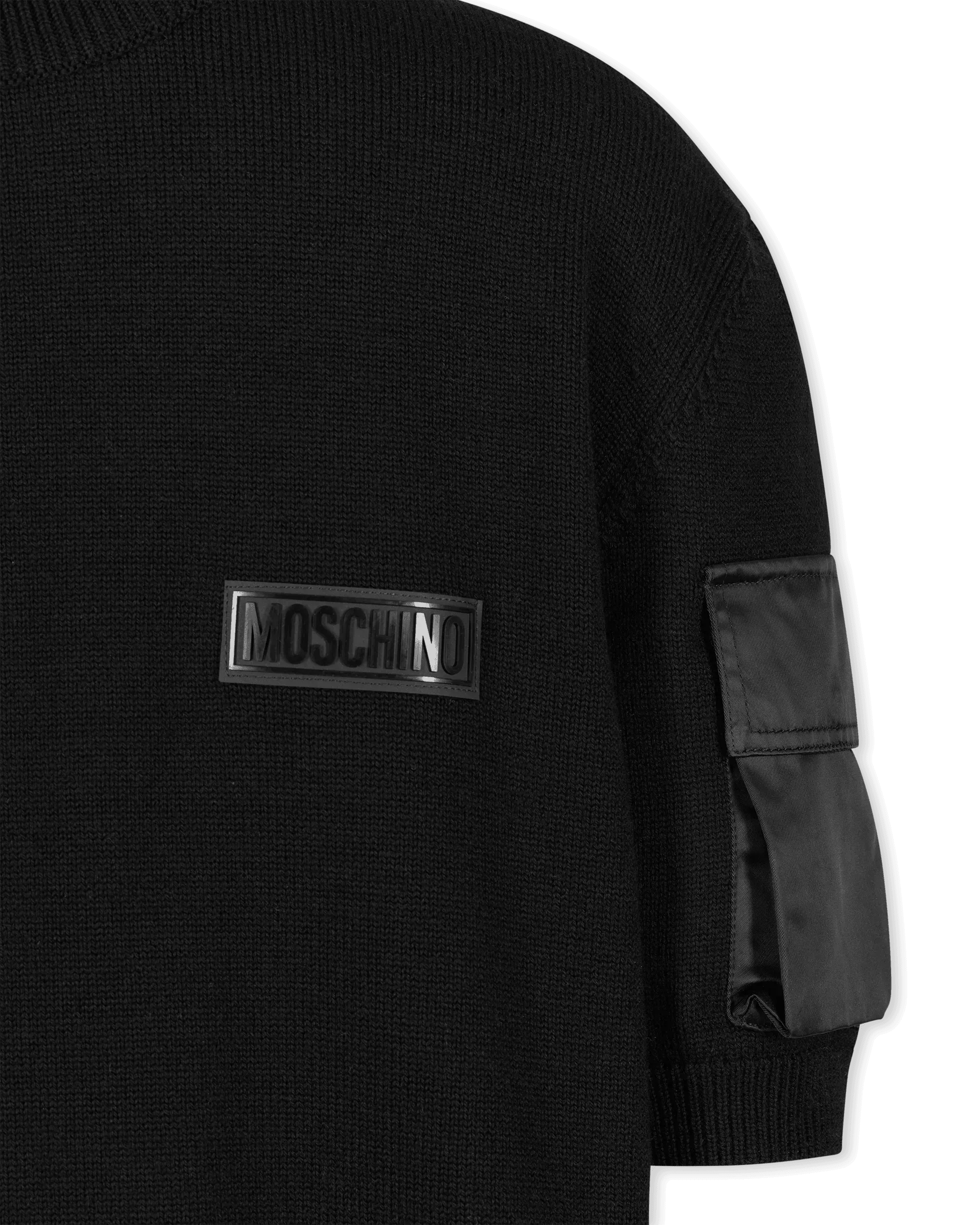 Sleeve Pocket Details Wool Short Sleeve Sweater