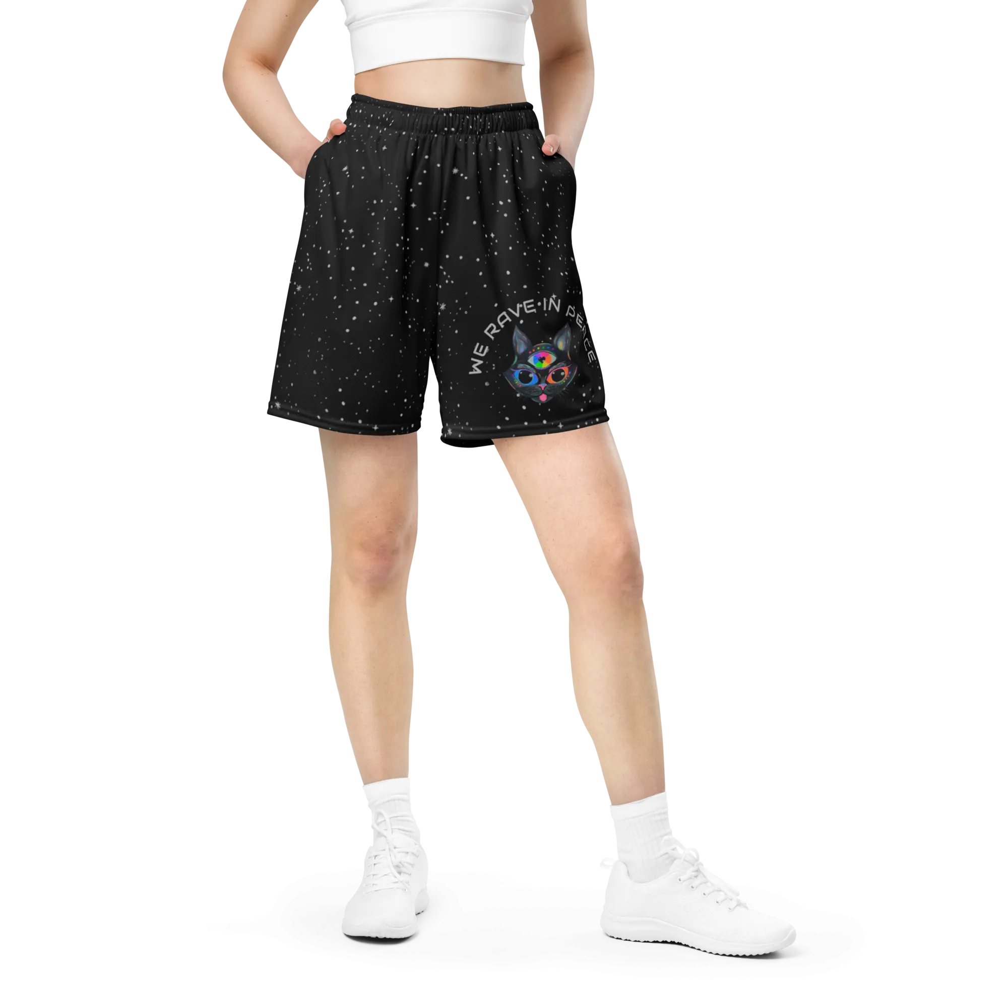Soft Athletic Shorts (100% Recycled Material)- "Stella" x "We Rave In Peace" Logo Design