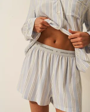 Soft Brushed Woven Pyjama Shorts - Barneby Gates Blue