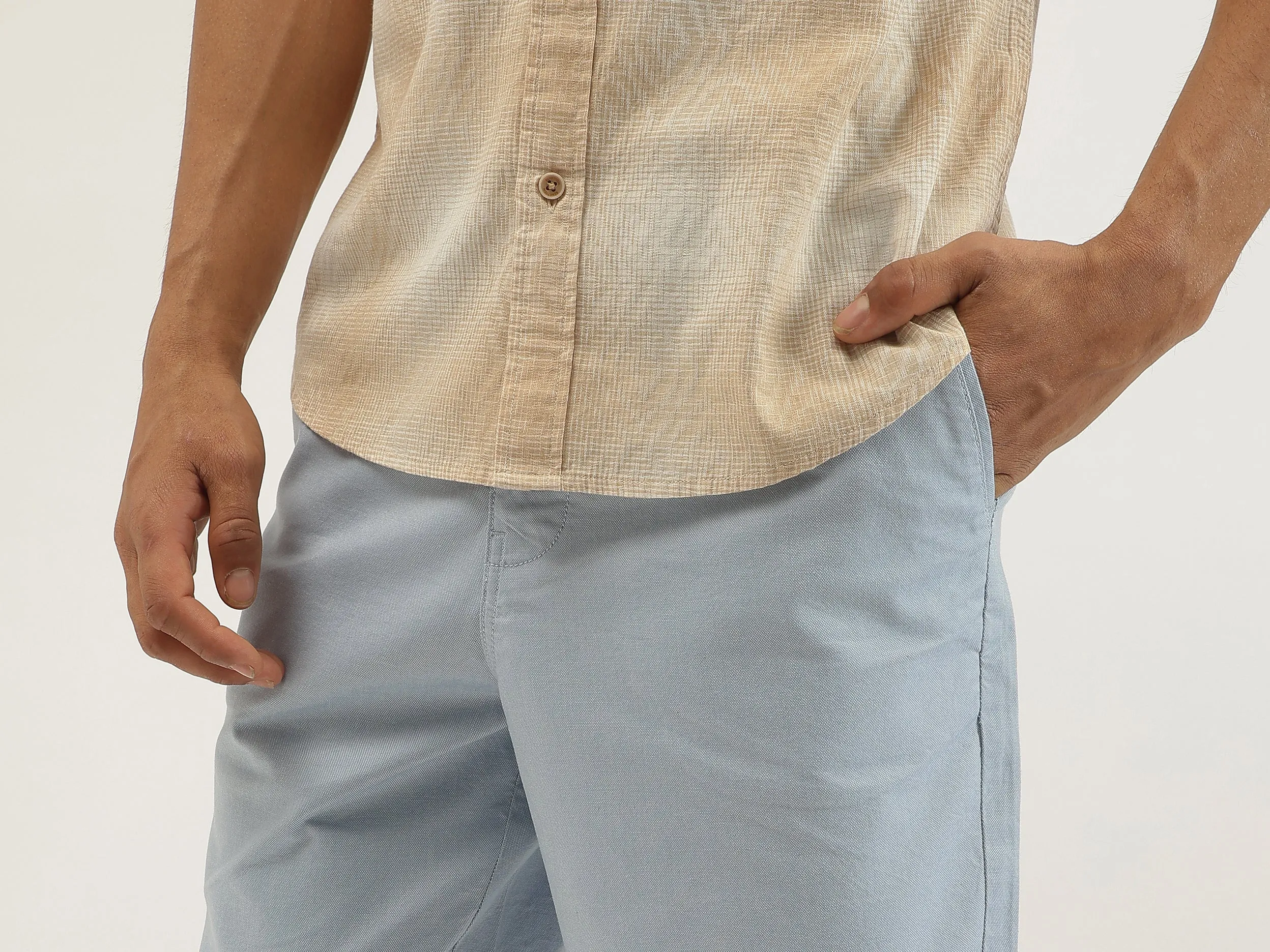 Solid Comfort Fit Chino Shorts