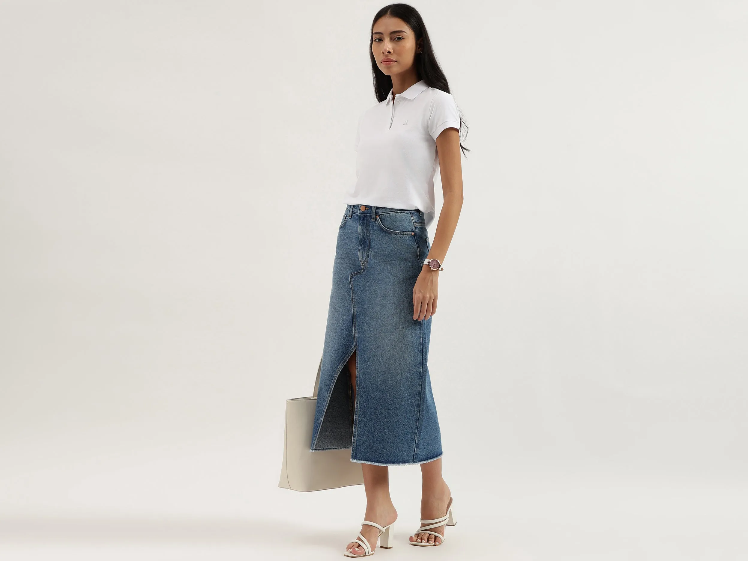 Solid Straight Fit Skirts