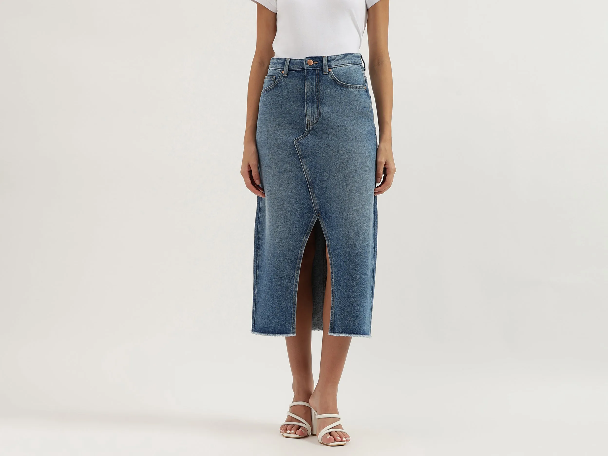 Solid Straight Fit Skirts