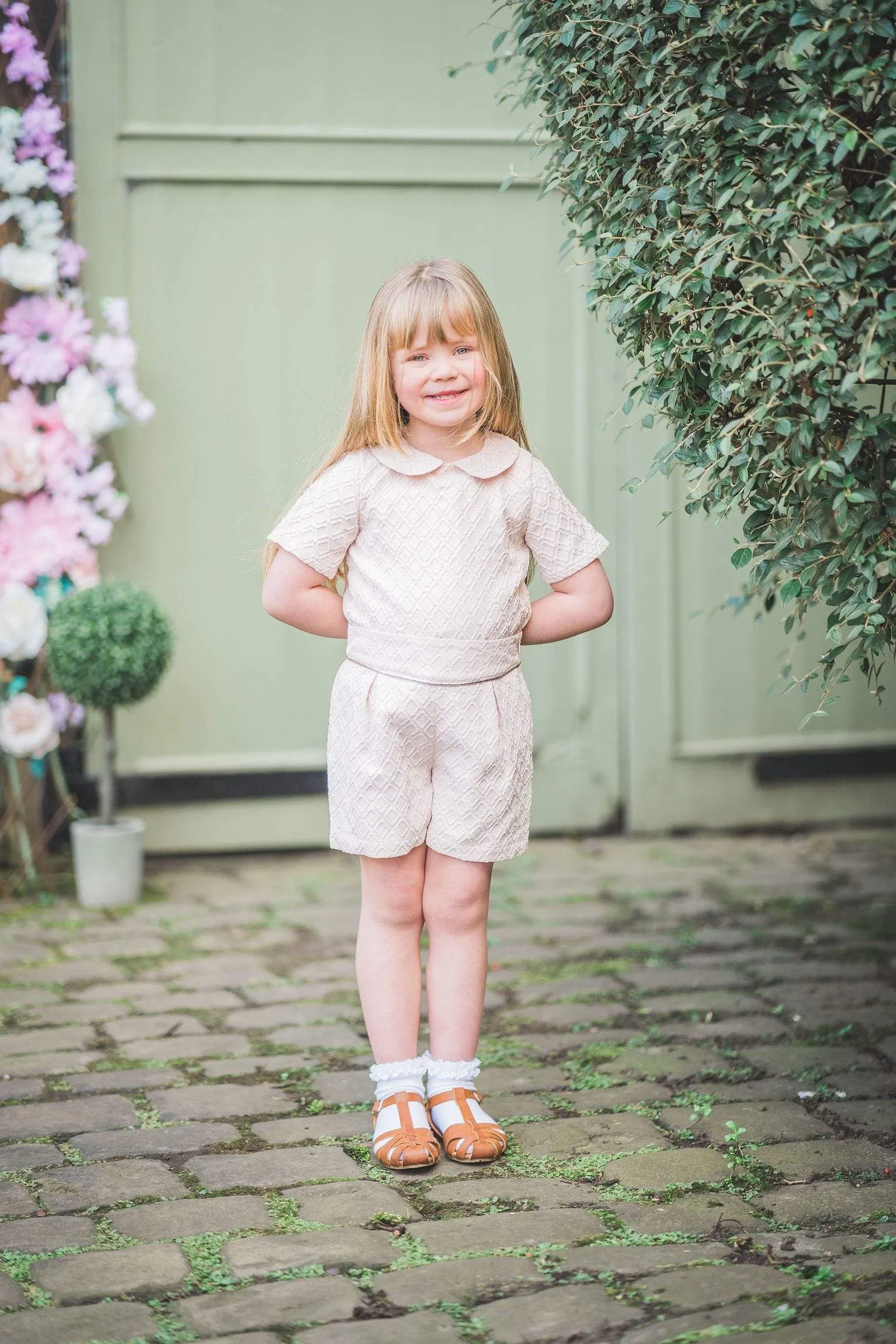 Sophie: Blush brocade shorts