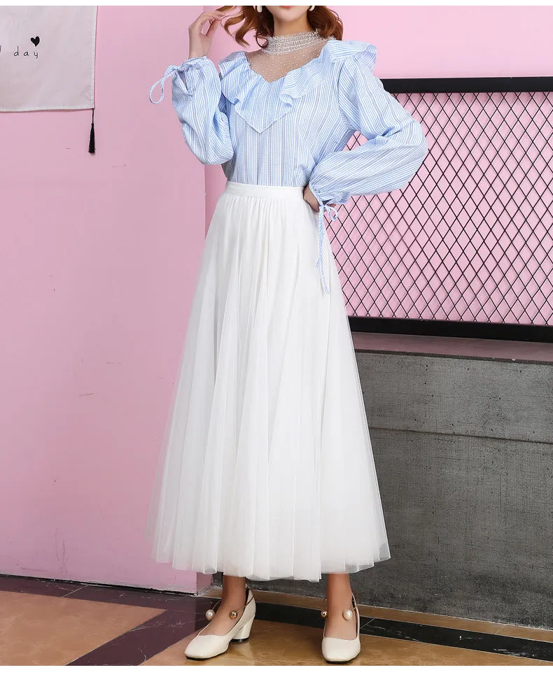Spring High Waist Slim Skirt Mesh Skirt A Line Skirt