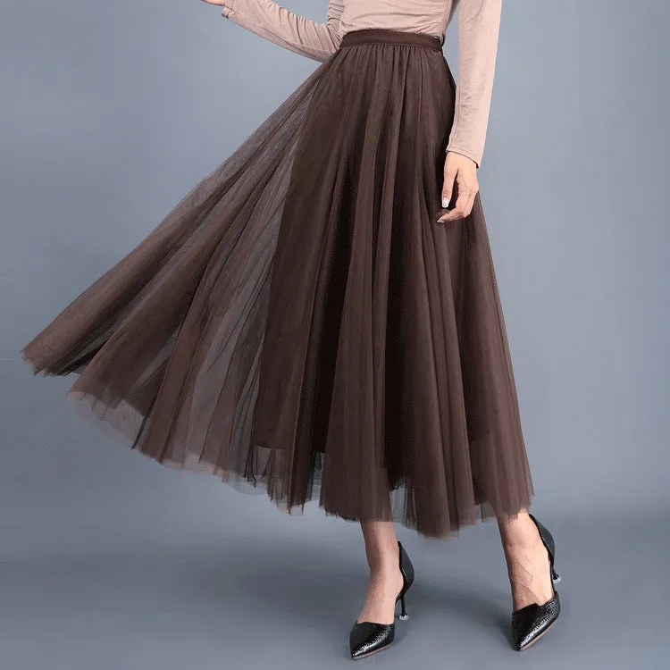 Spring High Waist Slim Skirt Mesh Skirt A Line Skirt
