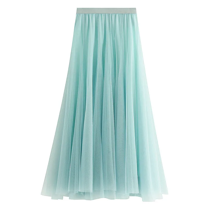 Spring High Waist Slim Skirt Mesh Skirt A Line Skirt