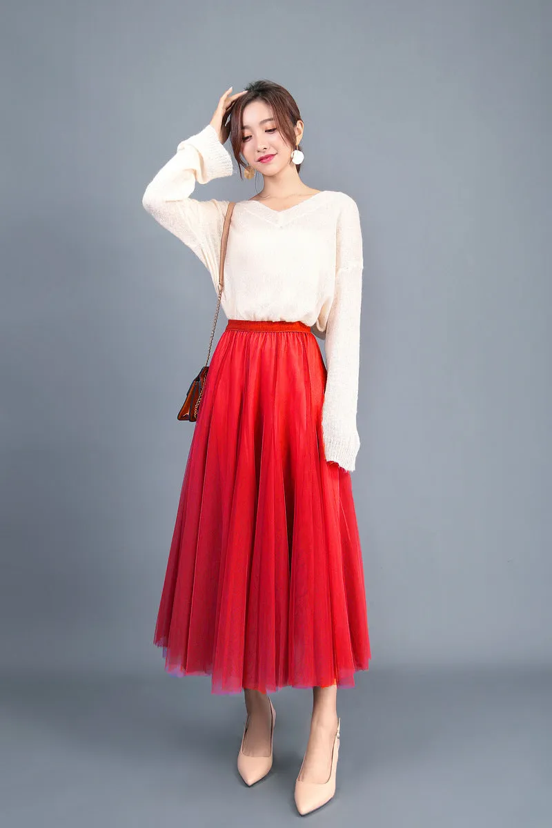 Spring High Waist Slim Skirt Mesh Skirt A Line Skirt