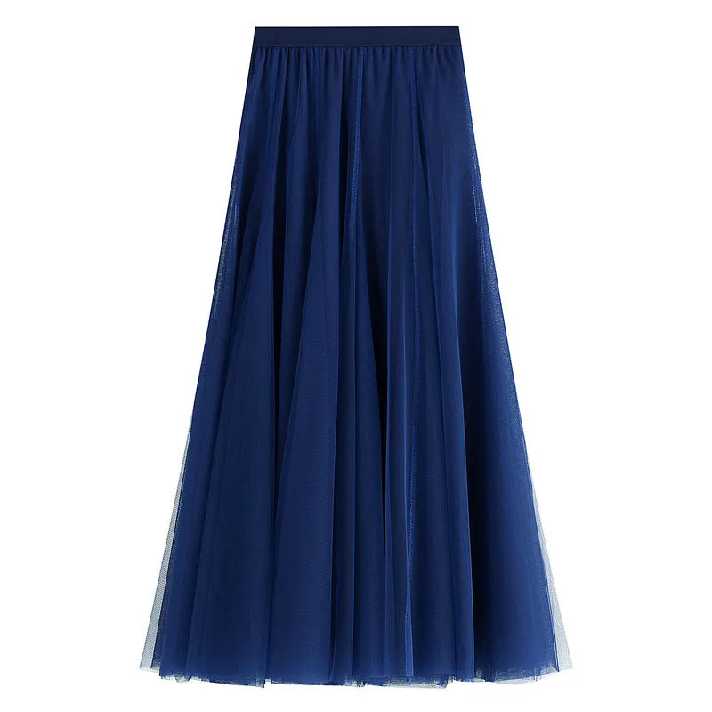 Spring High Waist Slim Skirt Mesh Skirt A Line Skirt