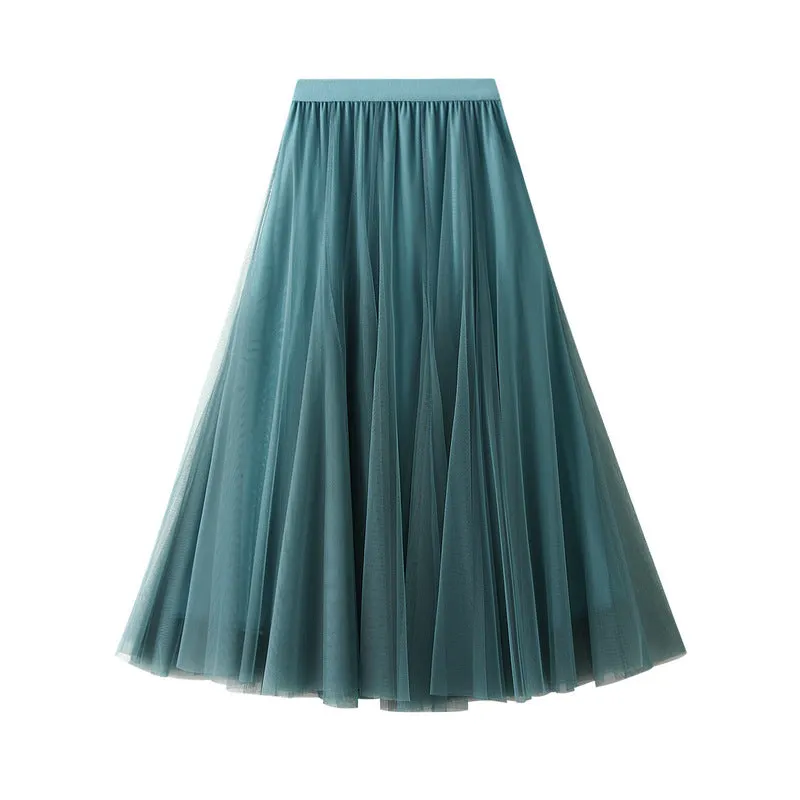 Spring High Waist Slim Skirt Mesh Skirt A Line Skirt
