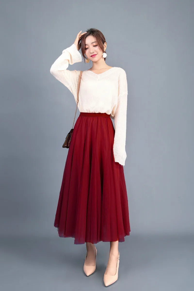 Spring High Waist Slim Skirt Mesh Skirt A Line Skirt