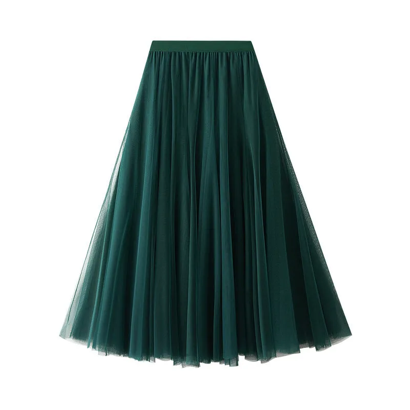 Spring High Waist Slim Skirt Mesh Skirt A Line Skirt