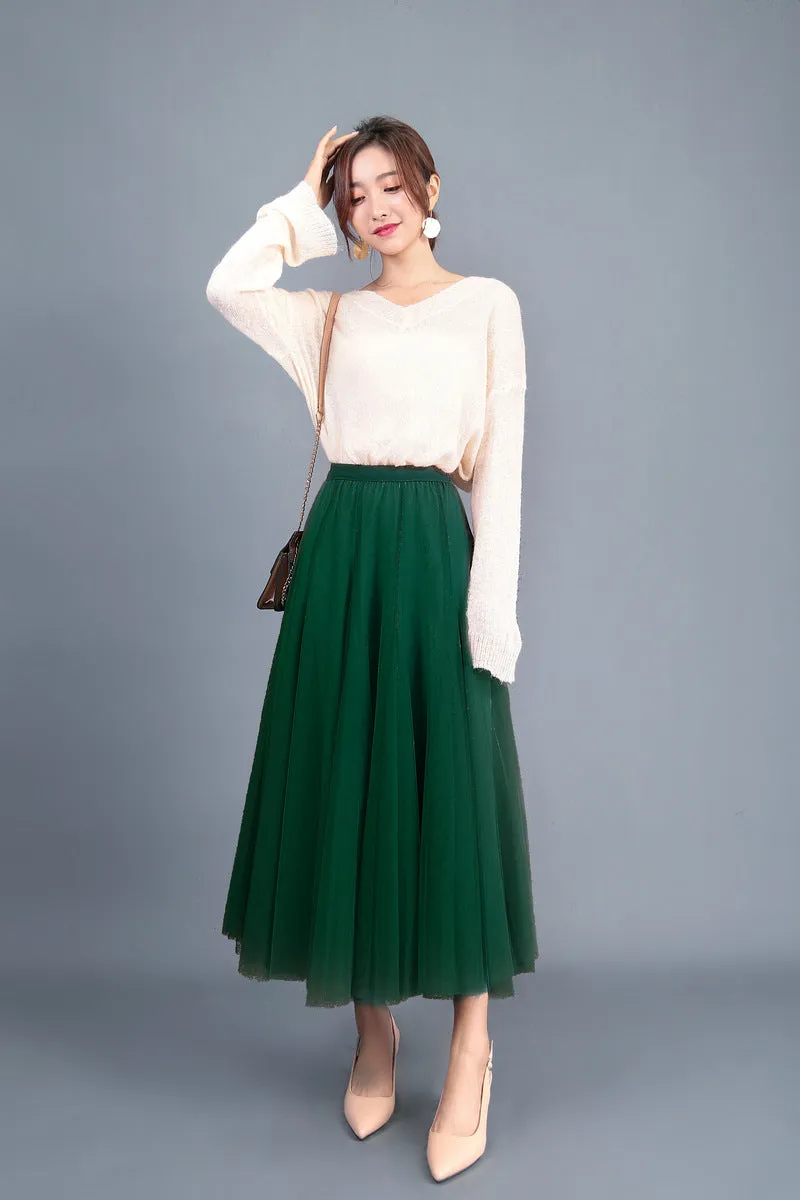 Spring High Waist Slim Skirt Mesh Skirt A Line Skirt