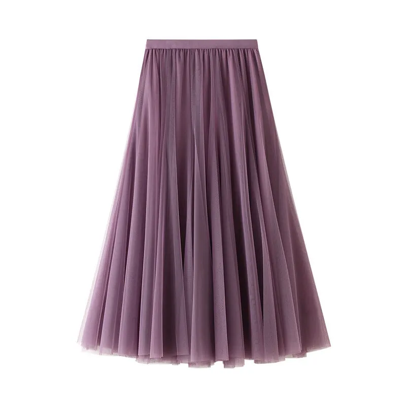 Spring High Waist Slim Skirt Mesh Skirt A Line Skirt
