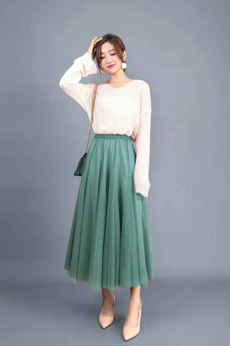 Spring High Waist Slim Skirt Mesh Skirt A Line Skirt