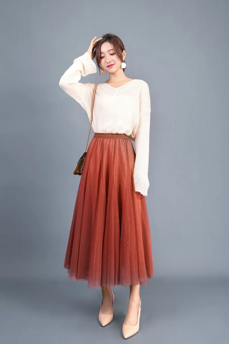 Spring High Waist Slim Skirt Mesh Skirt A Line Skirt