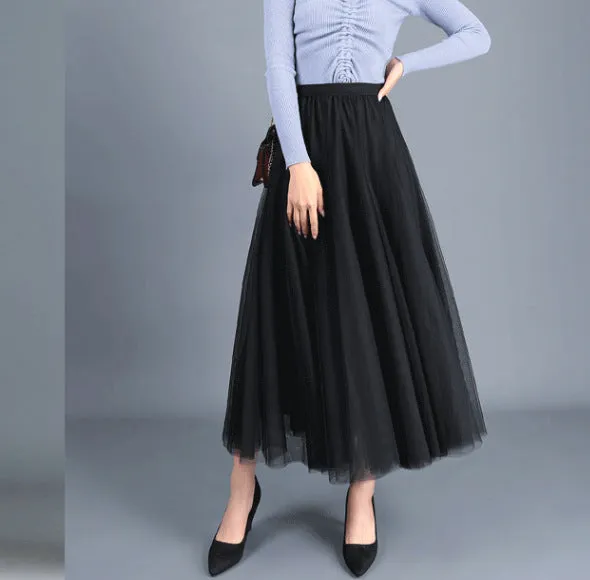 Spring High Waist Slim Skirt Mesh Skirt A Line Skirt