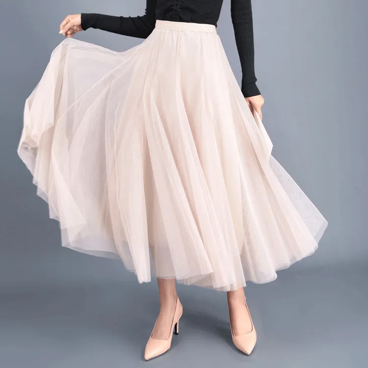 Spring High Waist Slim Skirt Mesh Skirt A Line Skirt
