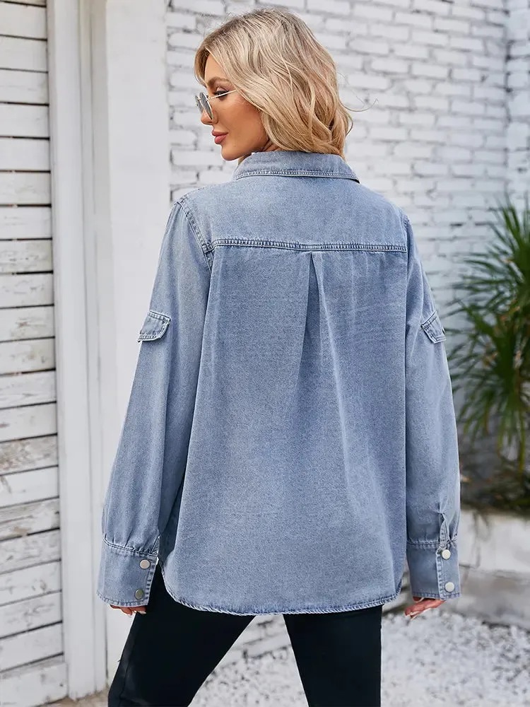 Spring Sleeve Denim Shirt
