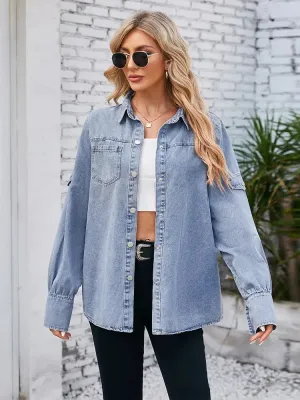 Spring Sleeve Denim Shirt
