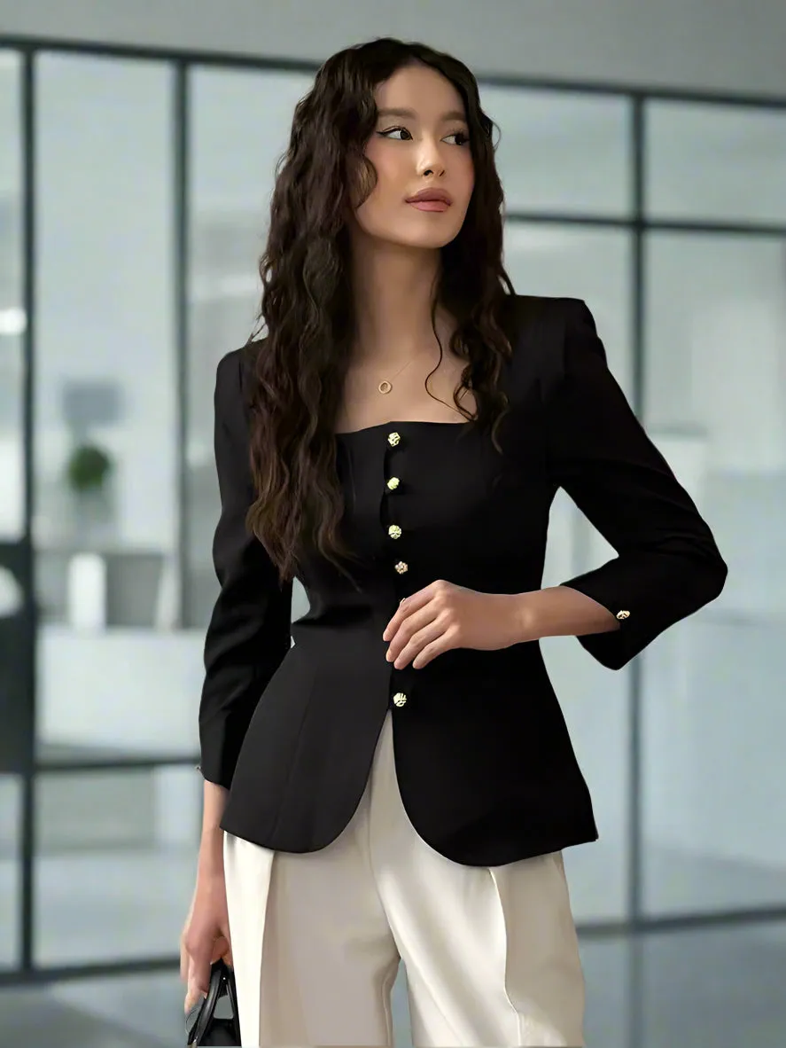 Square Neck Long Sleeve Shirt