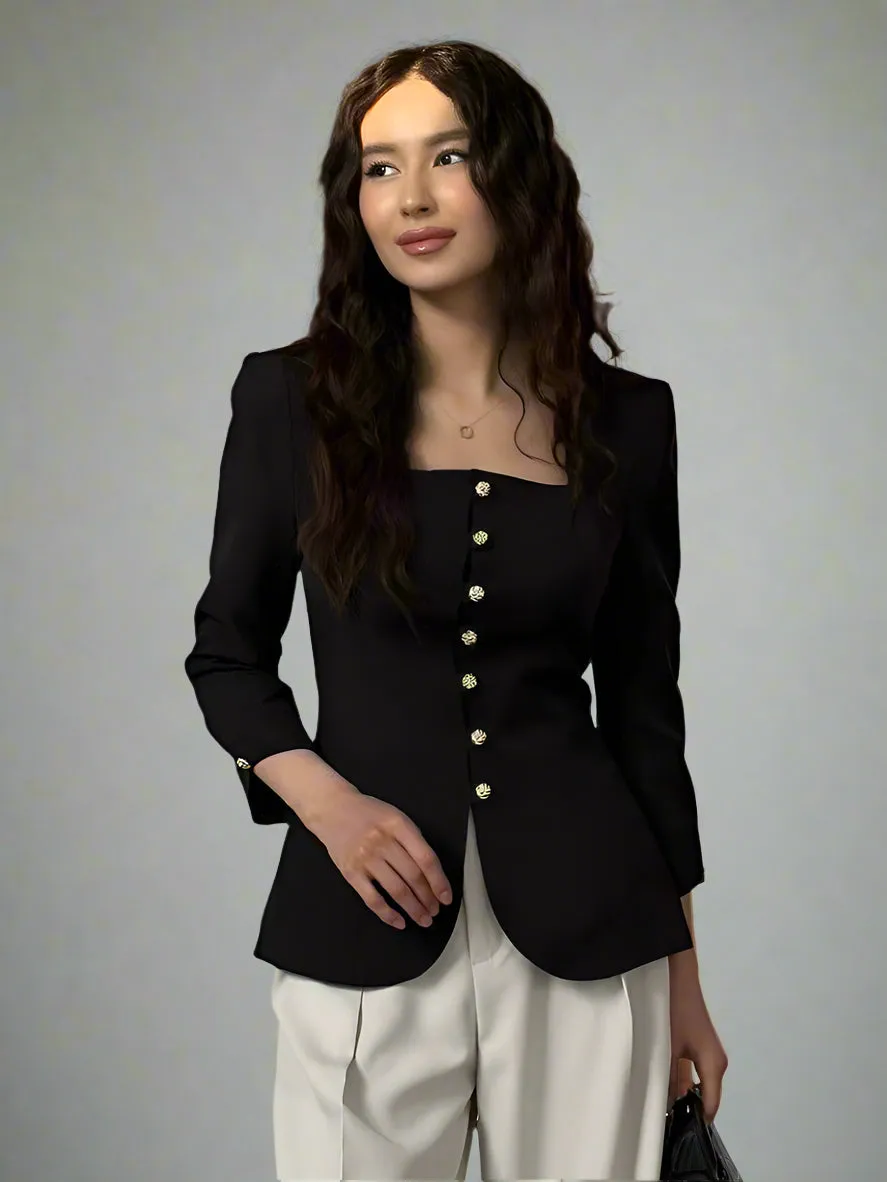 Square Neck Long Sleeve Shirt