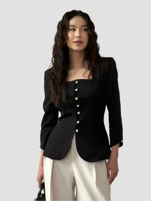 Square Neck Long Sleeve Shirt