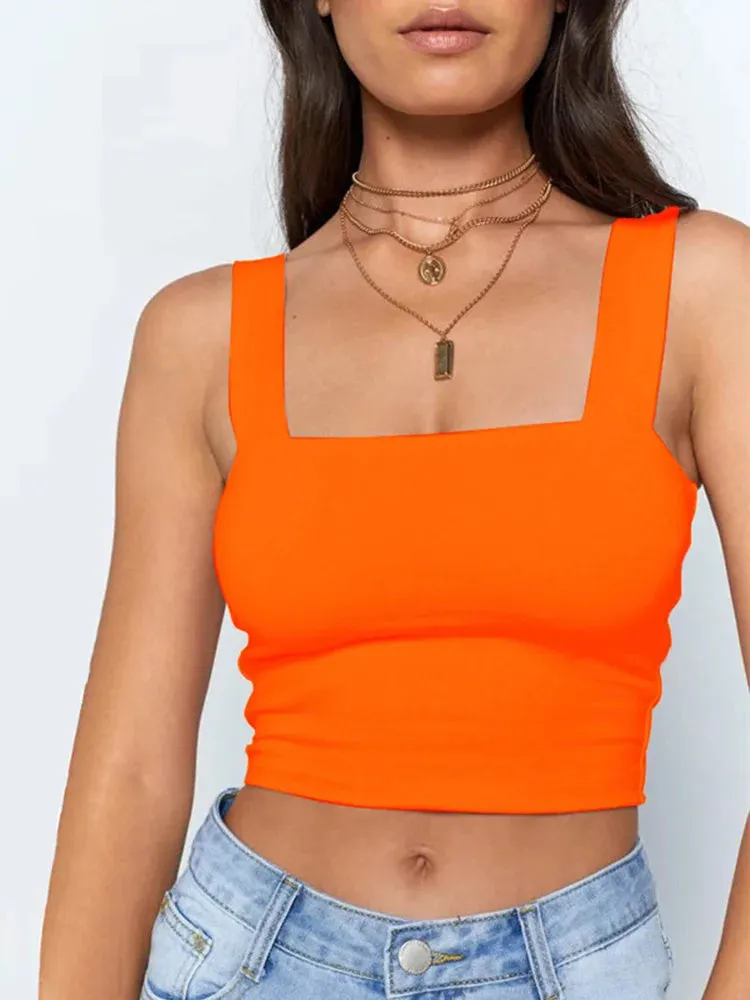 Square Neck Sleeveless Summer Crop Top