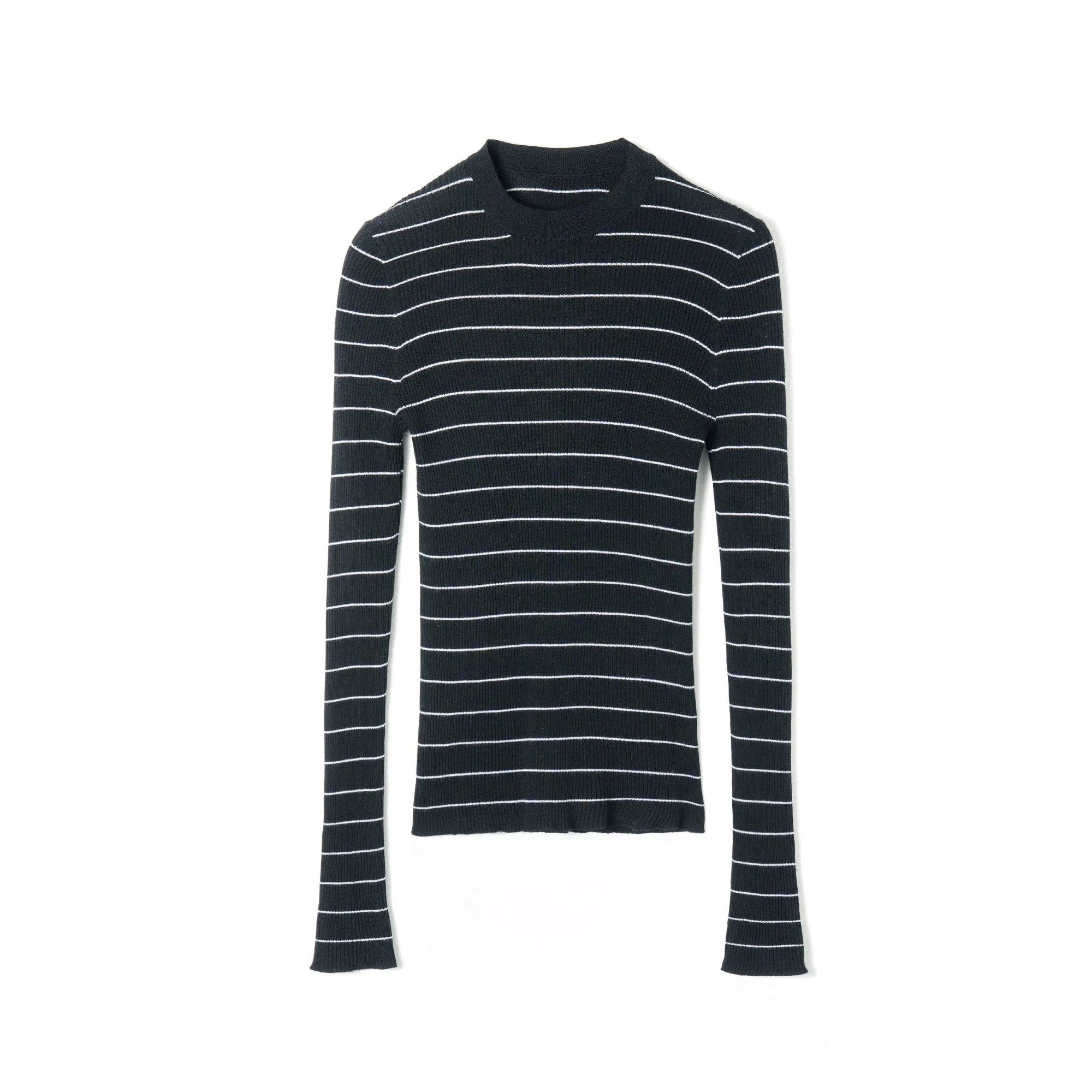 Striped Ribbed Knit Sweater