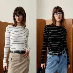 Striped Ribbed Knit Sweater