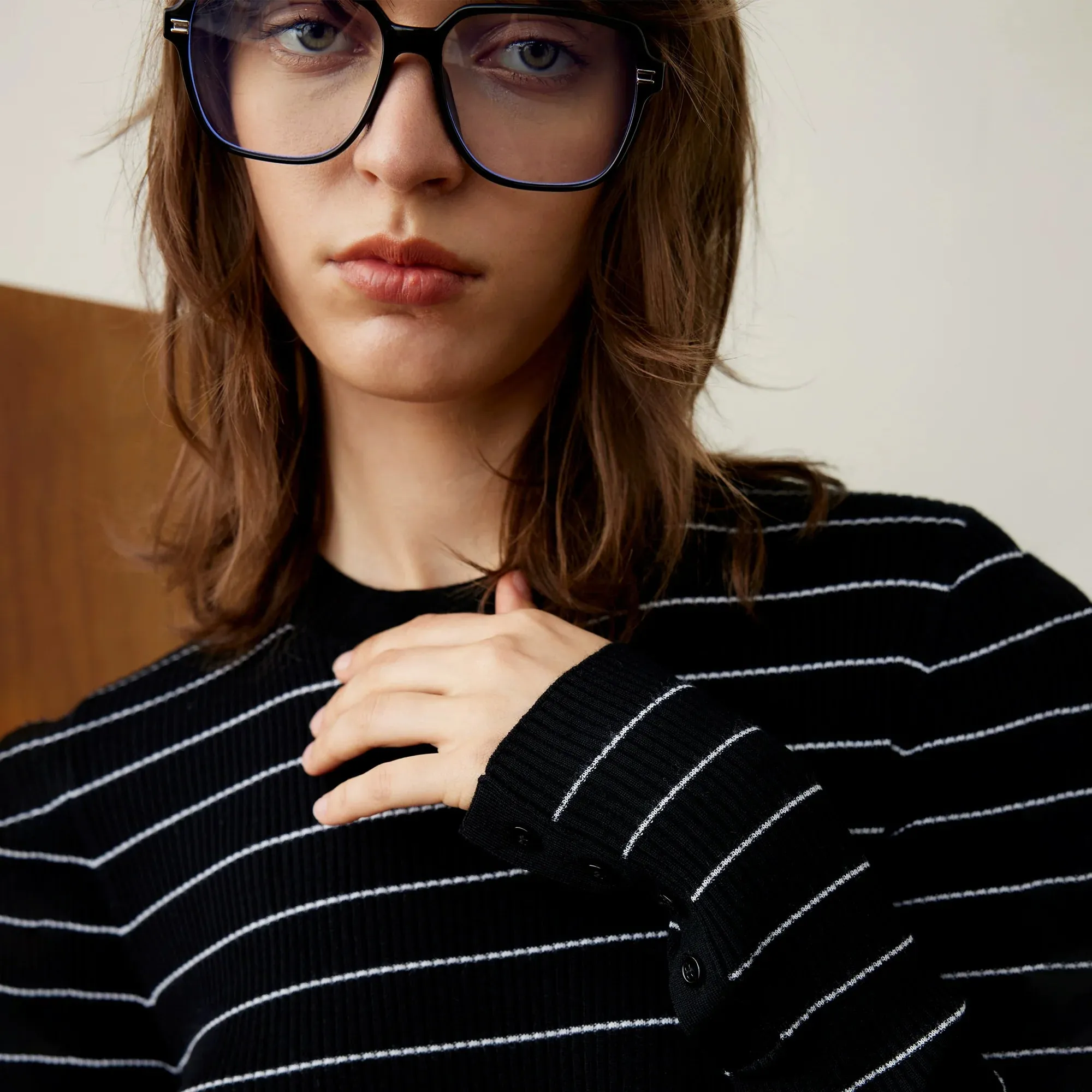Striped Ribbed Knit Sweater