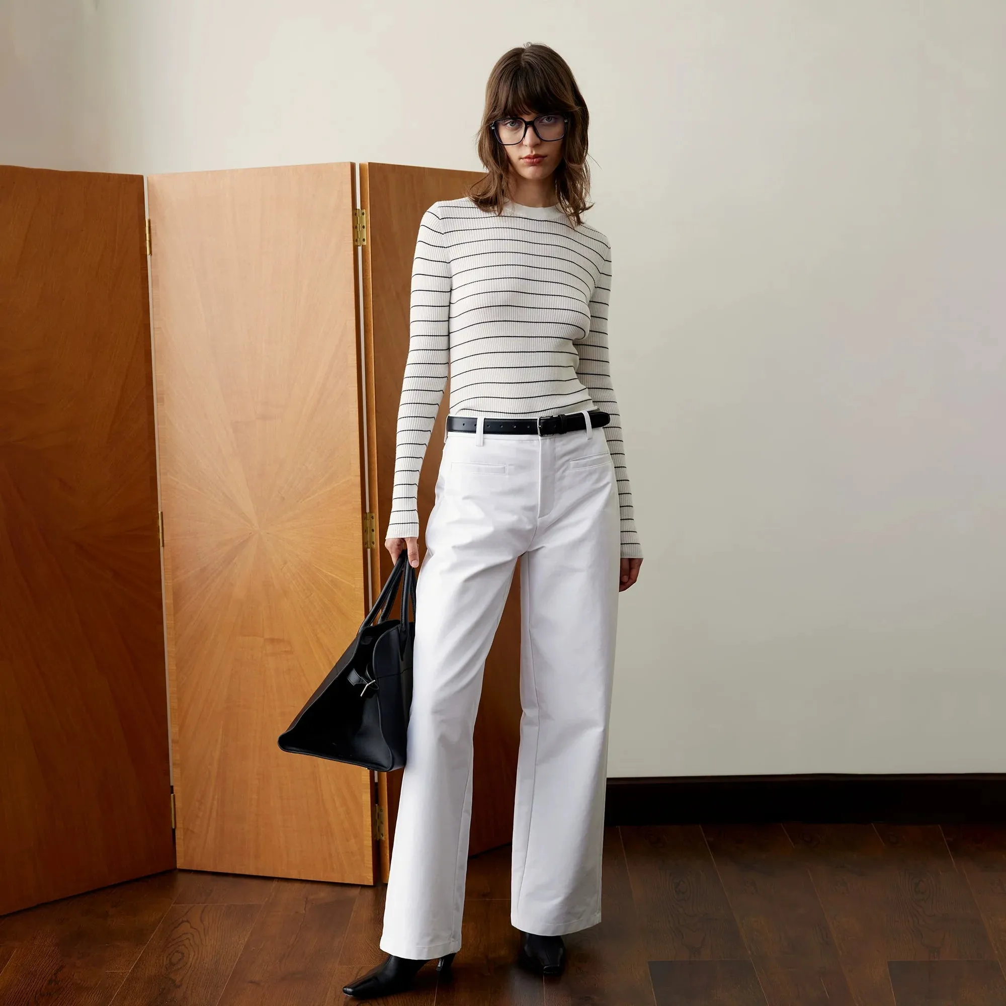 Striped Ribbed Knit Sweater