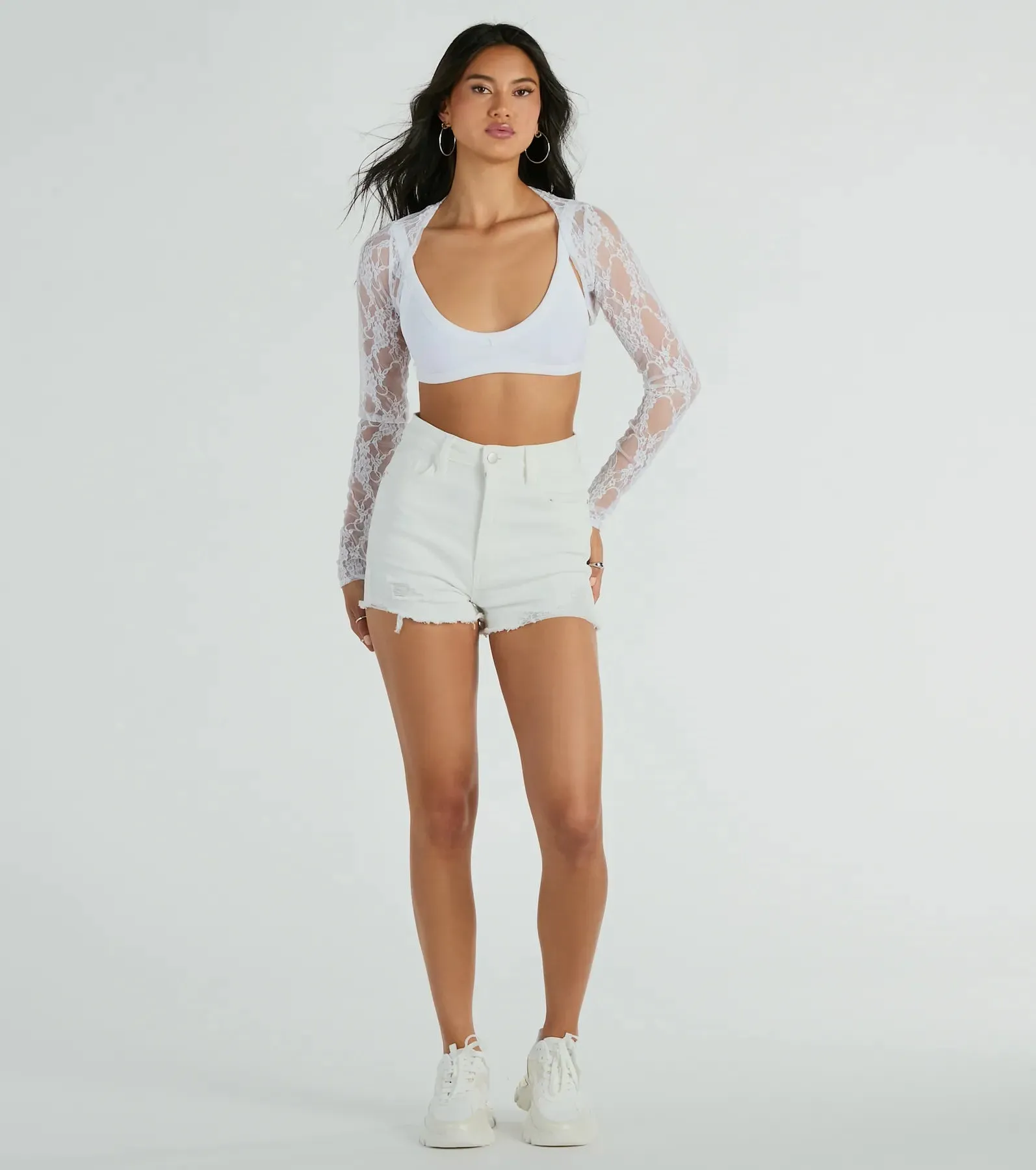 Stylishly Sheer Floral Lace Long Sleeve Bolero