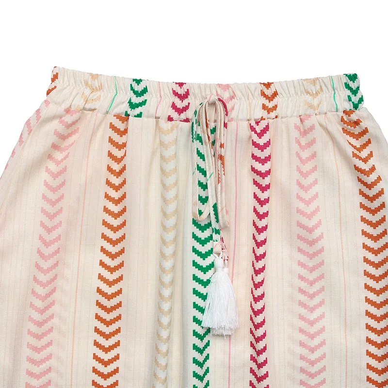 Summer Contrast Color Printed Bohemian Skirt