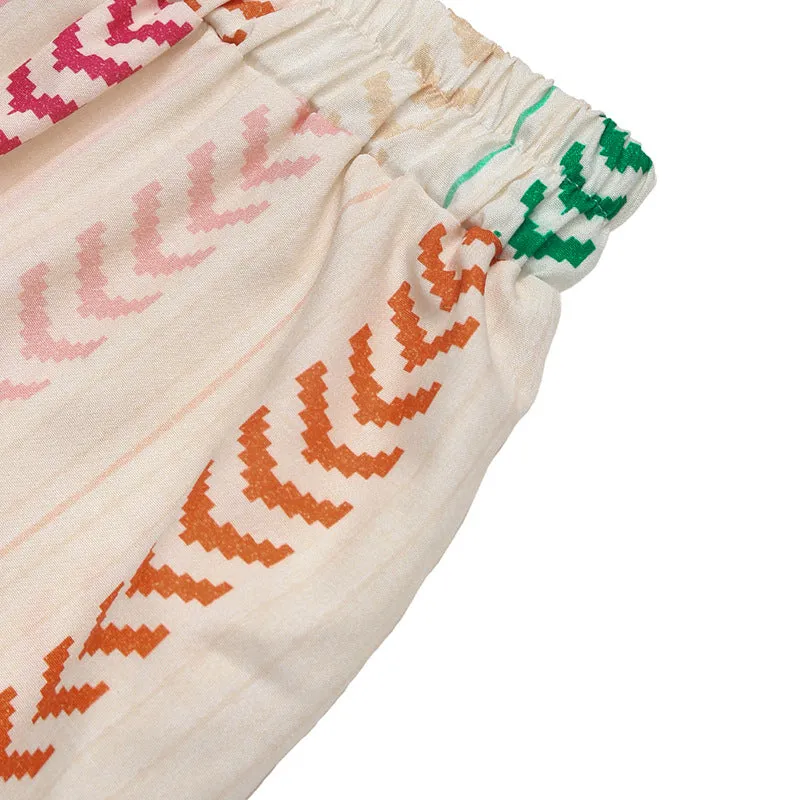 Summer Contrast Color Printed Bohemian Skirt