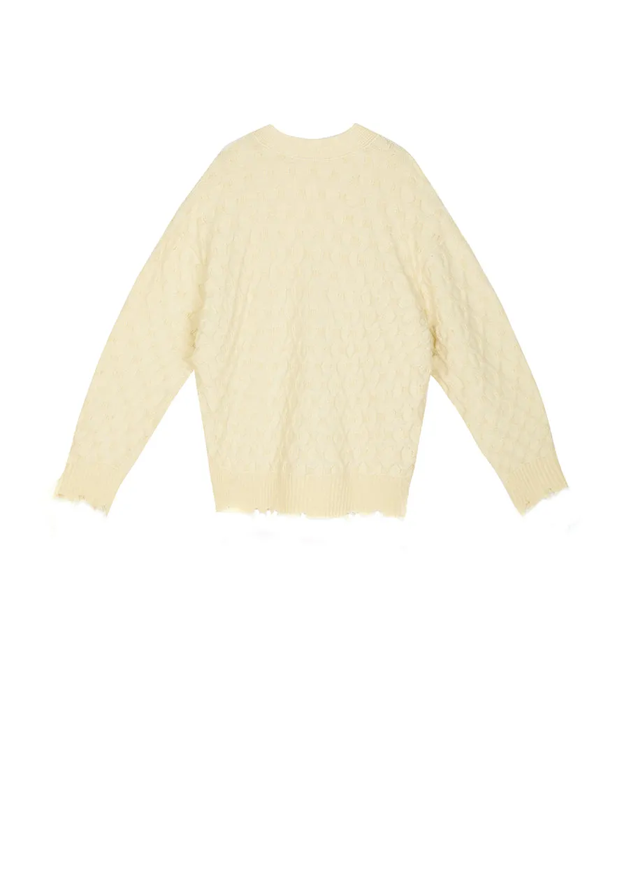 Sweater / JNBY Collarless Loose Mid-Length Cardigan