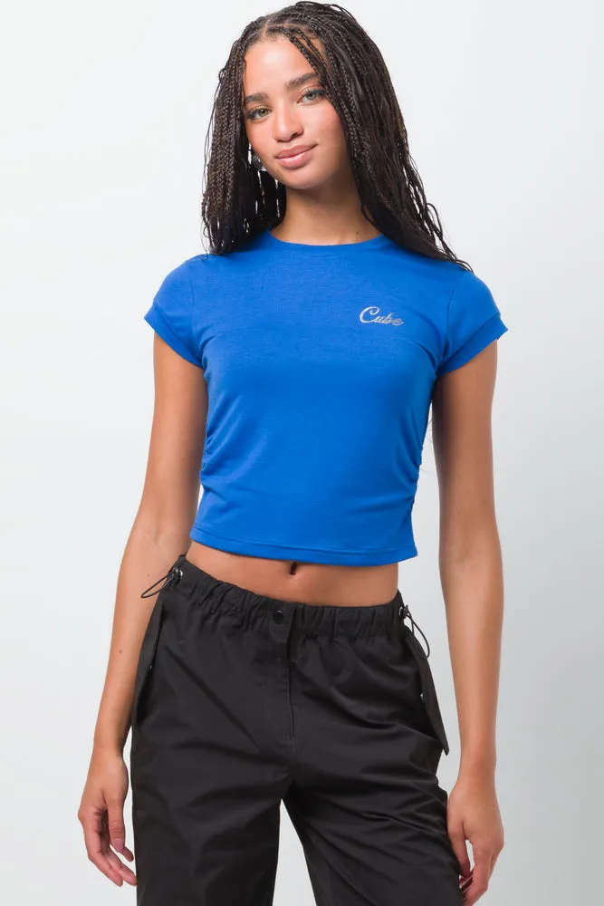 T-Shirt With Side Rouching Blue