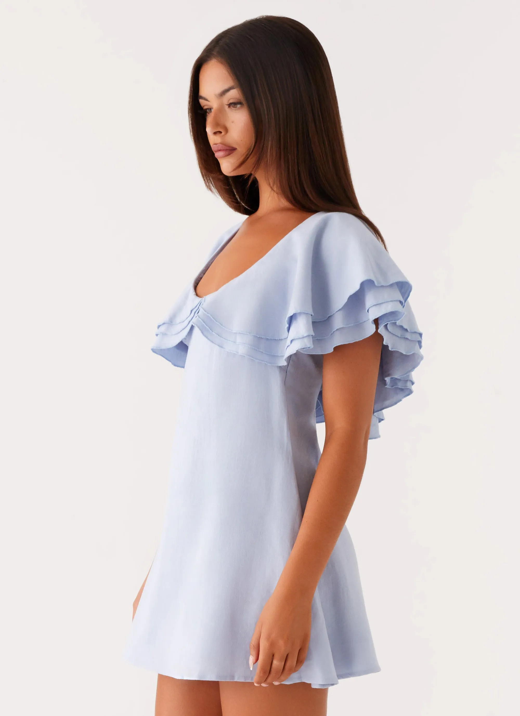 Taye Linen Mini Dress - Blue