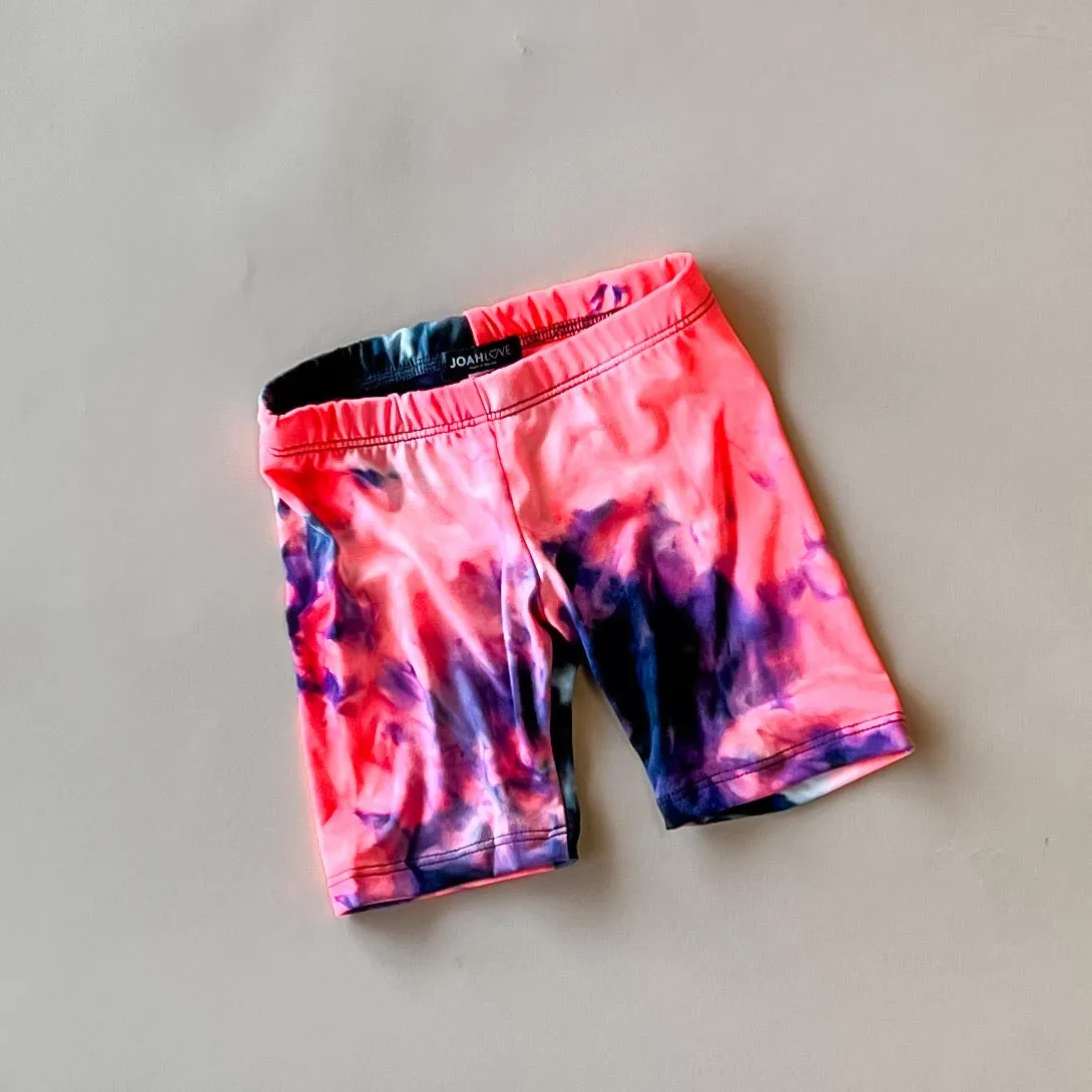 TD Biker Shorts | Kids | Sunset Tie Dye