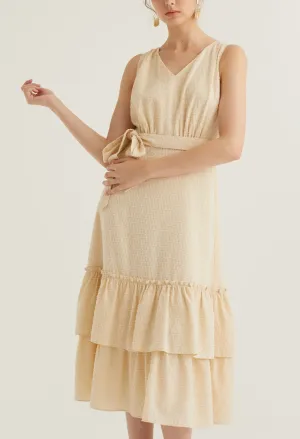 Textured Belted Midi Dress