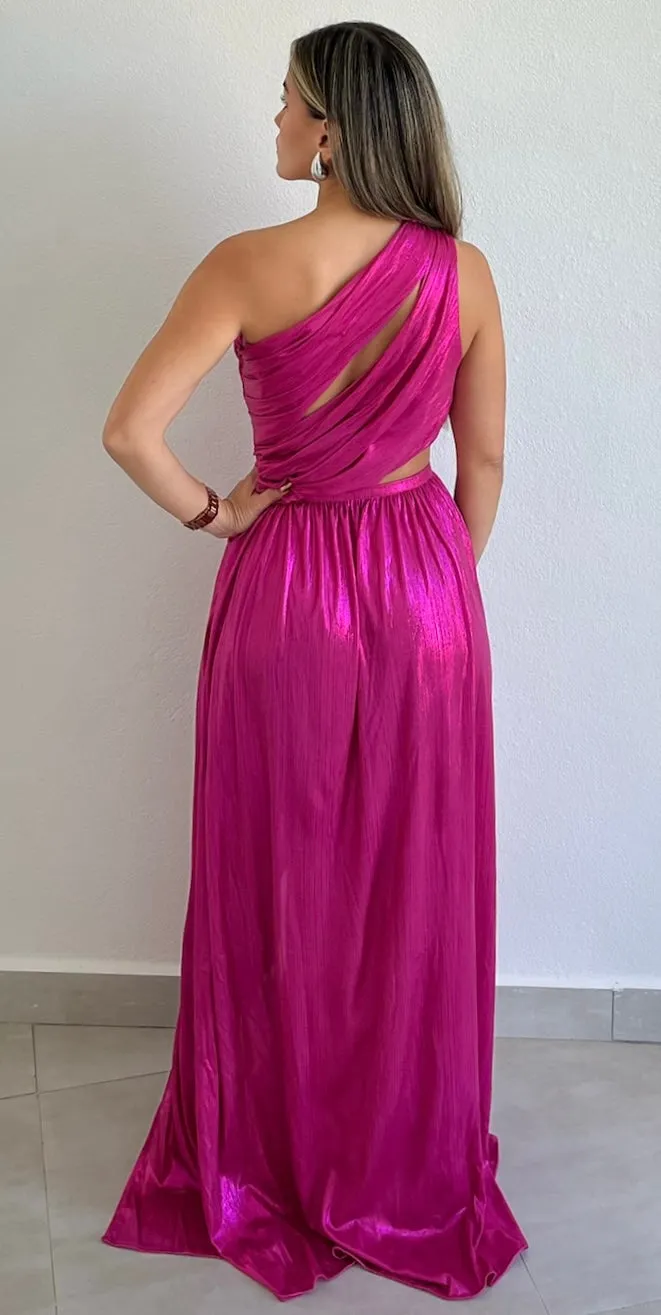 That Pink Girl Metallic One-Shoulder Formal Dress