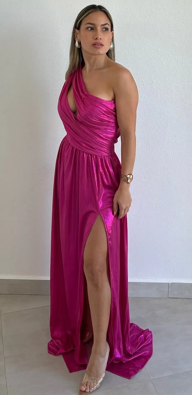 That Pink Girl Metallic One-Shoulder Formal Dress