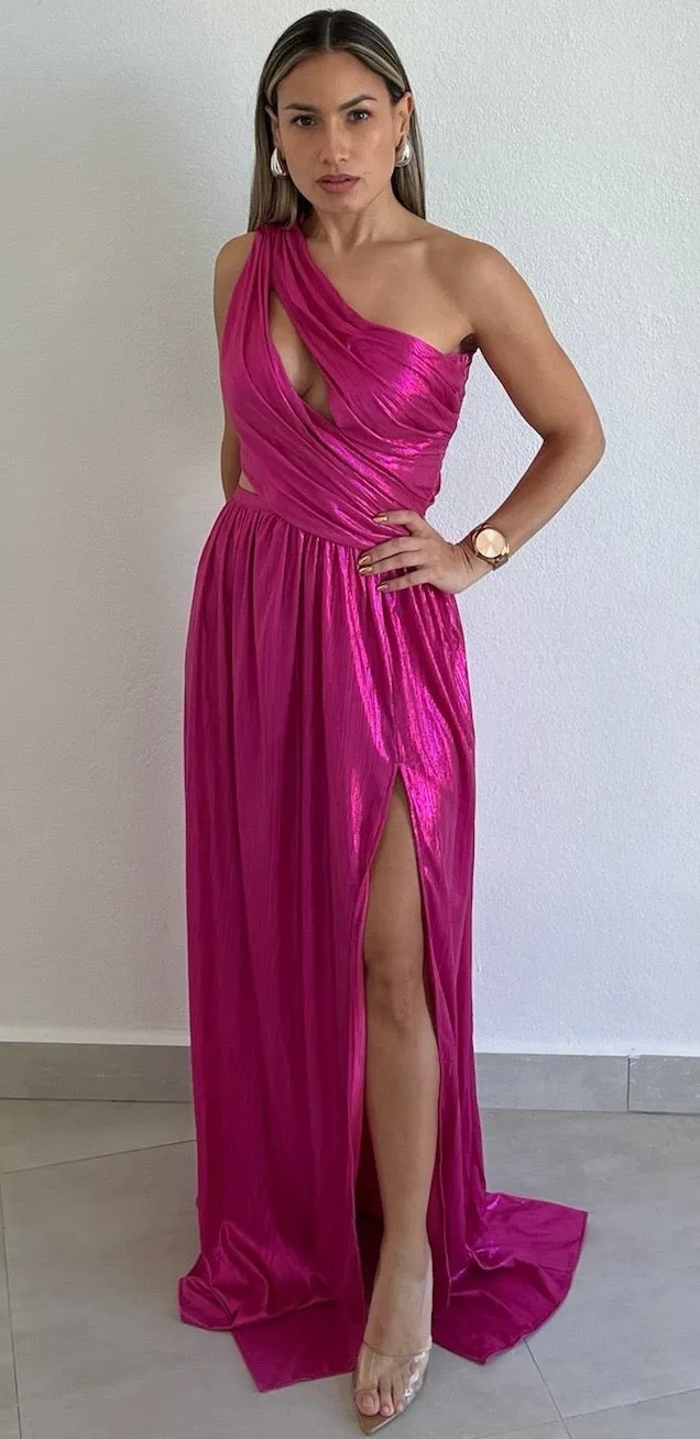 That Pink Girl Metallic One-Shoulder Formal Dress