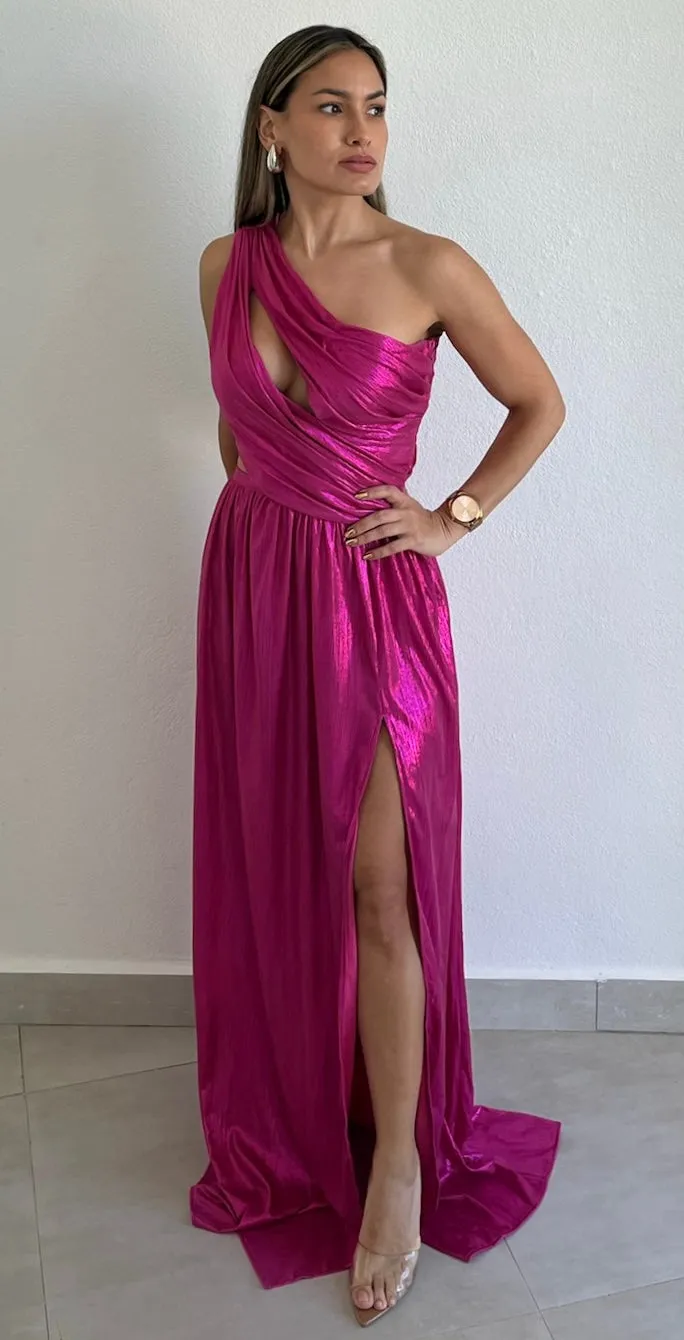 That Pink Girl Metallic One-Shoulder Formal Dress