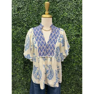 Thea Boho Blouse Blue Mix