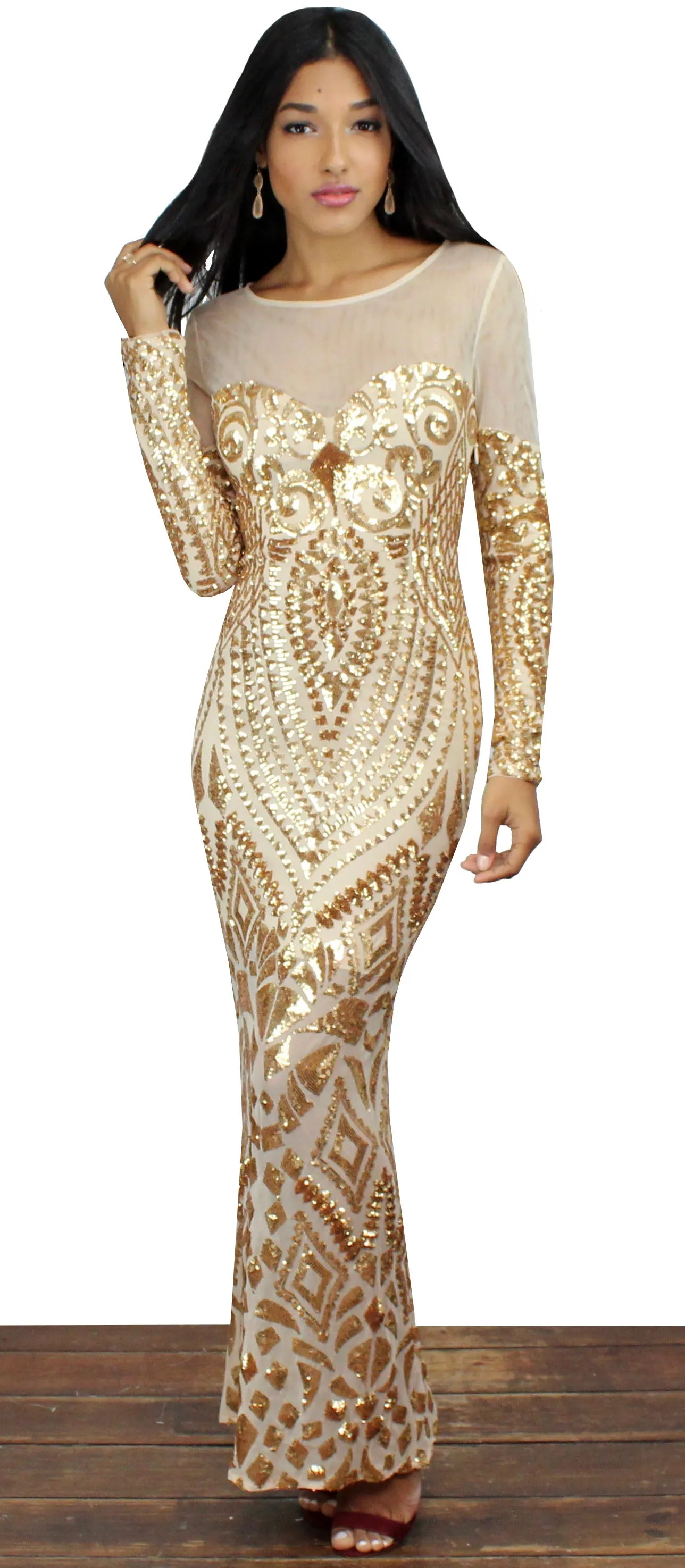 This is the Golden Dress Sequins Midi Dress