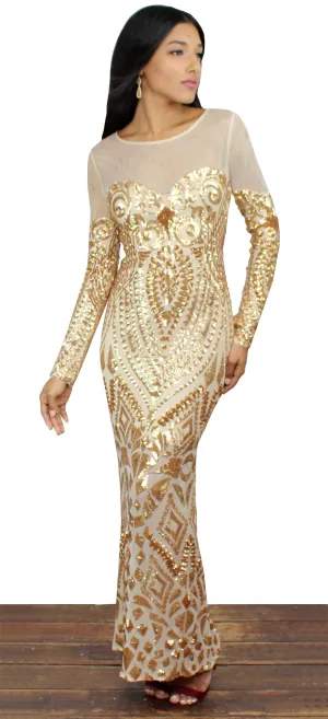 This is the Golden Dress Sequins Midi Dress